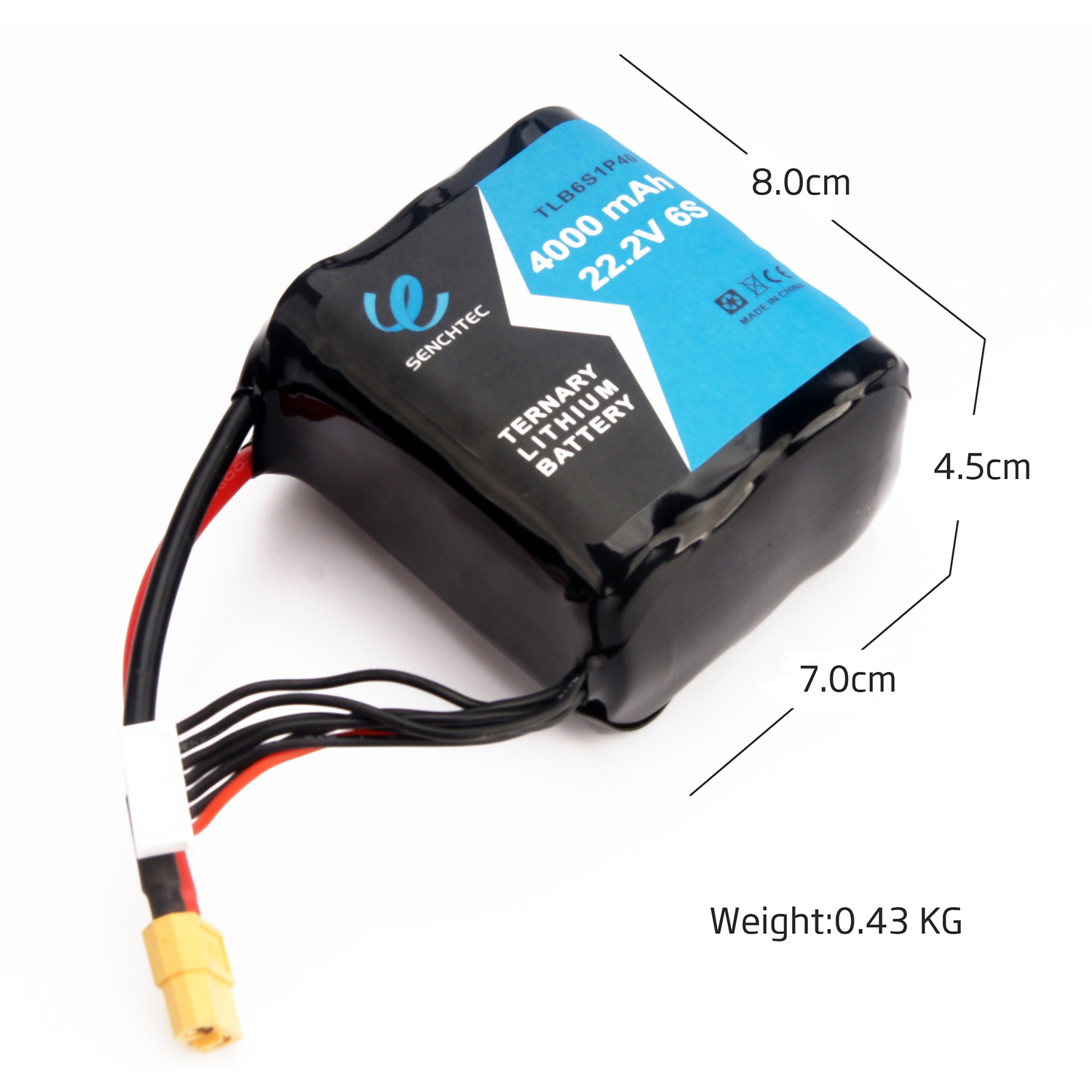 Senchtec 4000 MAh Trinary Battery Lithium Pack 22,2V 6S Ισχυρό, επαναφορτιζόμενο πακέτο μπαταριών μεγάλης εμβέλειας Πολυκόπτερο Quadcopter Uav Drone Fpv Battery